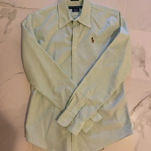 Polo Slim Fit Button Down, Green Seersucker